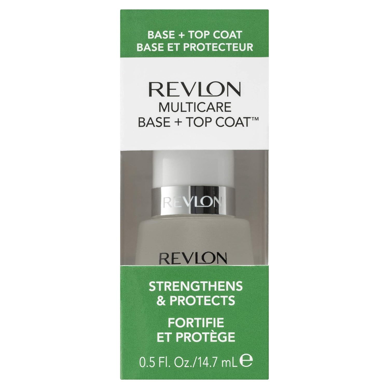 Revlon Multicare Base   Top Coat, 2 in 1 Nail Strengthener and Top Coat for Glossy Shine Finish, 0.5 oz