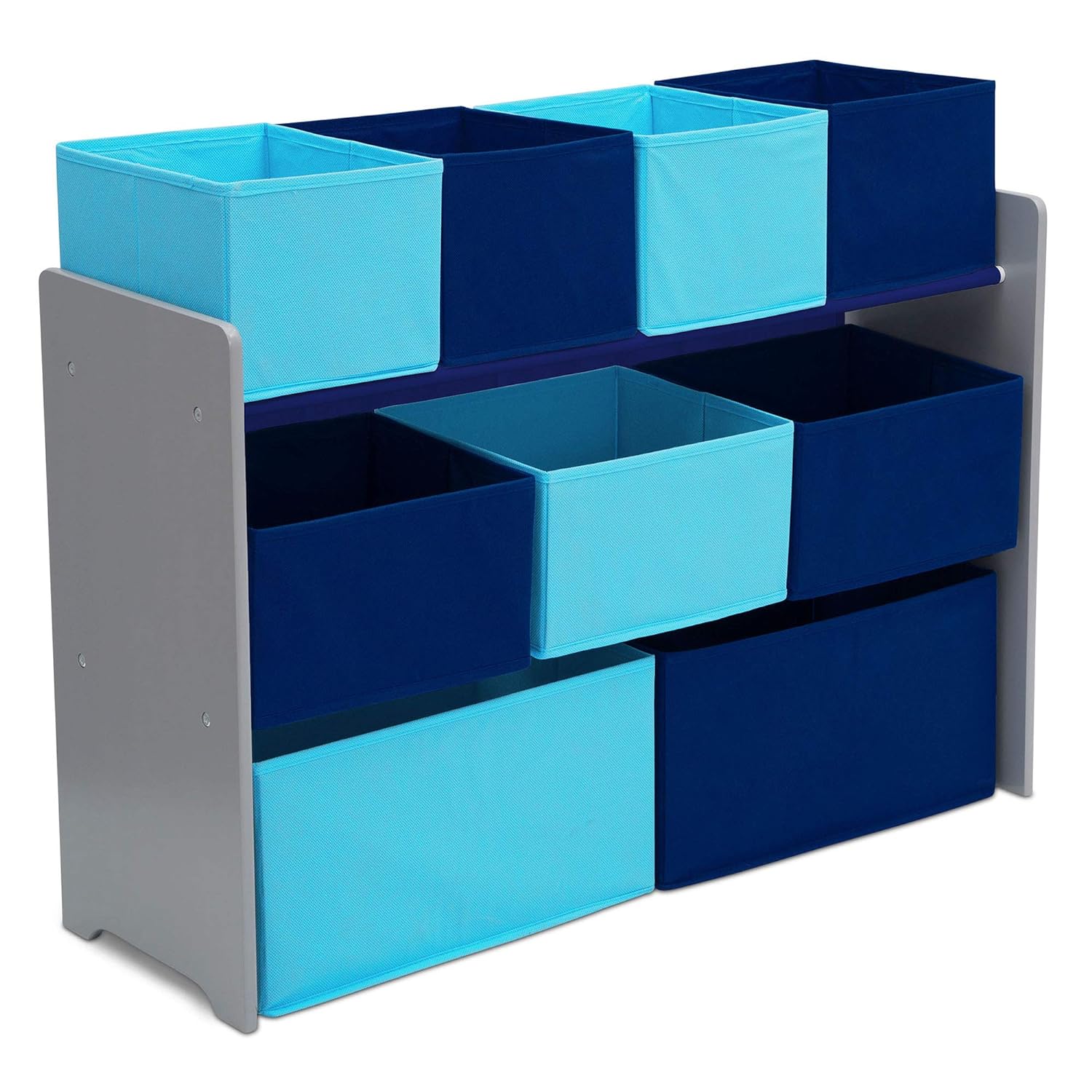 Deluxe Multi-Bin Toy Organizer with Storage Bins - Greenguard Gold Certified, Grey/Blue Bins