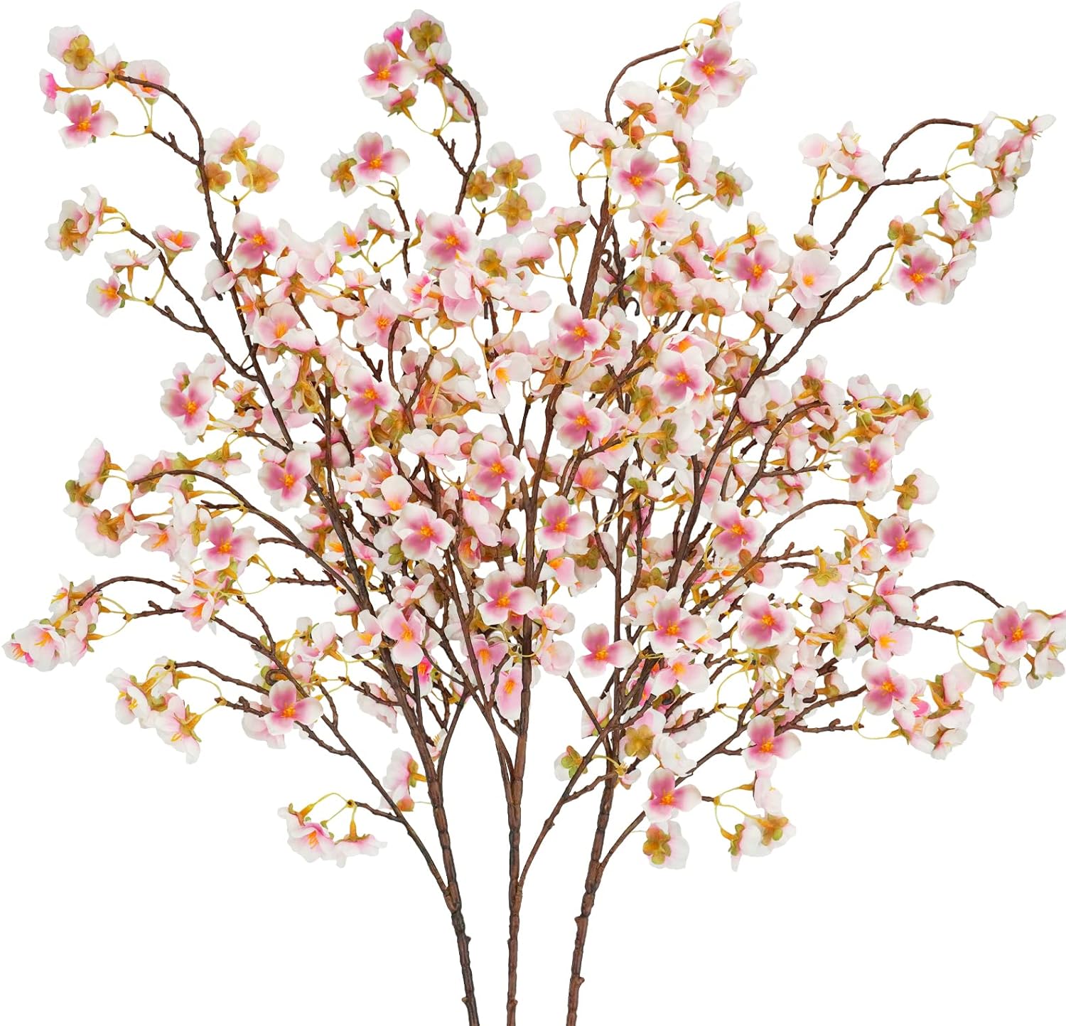 Silk Cherry Blossom Branches, 40.5in Artificial Cherry Blossom Flowers Long Stems Fake Flowers Vase Arrangements for Wedding Home Japanese Decor, Set of 3, Pink