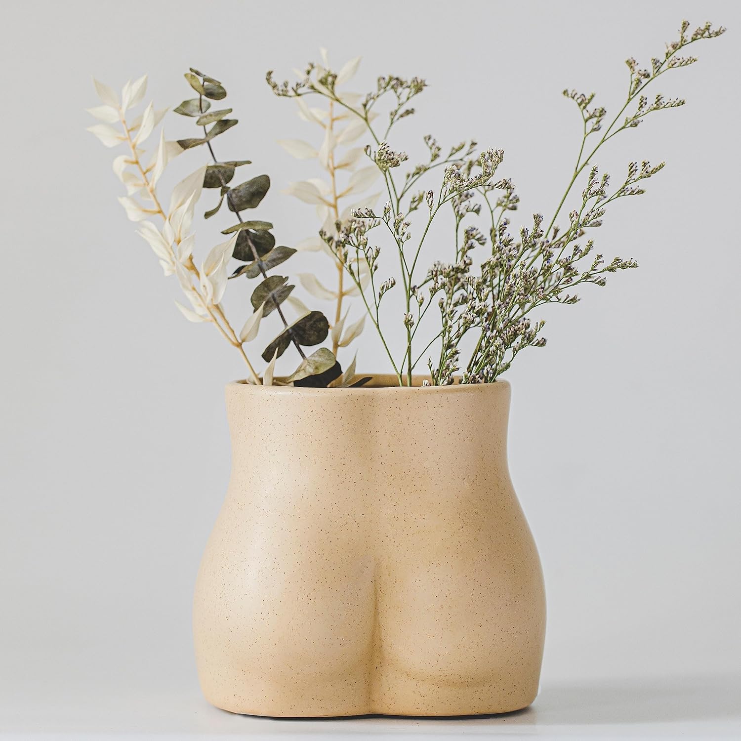 Body Vase Female Form, Butt Planter, Cheeky Flower Vases w/Drainage, Speckled Matte Nude Ceramic, Women Booty Shaped Sculpture, Modern Boho Decor Plant Pot Feminist Cute Minimalist Chic Small Bathroom