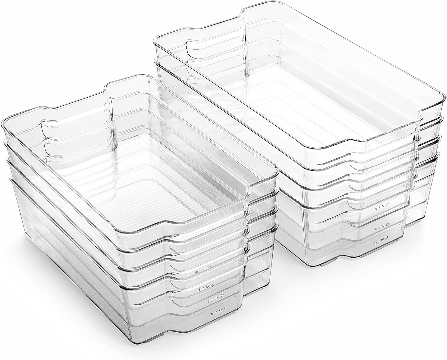 BINO Stackable Multi-Use Storage Organizer Bins, Plastic, BPA-Free, THE STACKER COLLECTION For Pantry/Home Organization, Fridge/Freezer Organizer - 8 Pack