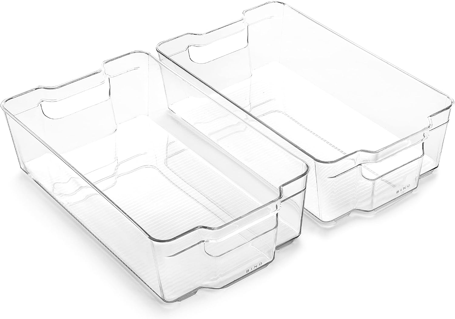 BINO | Stackable Storage Bins, X-Large - 2 Pack | THE STACKER COLLECTION | Clear Plastic | Built-In Handle | BPA-Free | Containers for Organizing Kitchen Pantry | Multi-Use Organizer