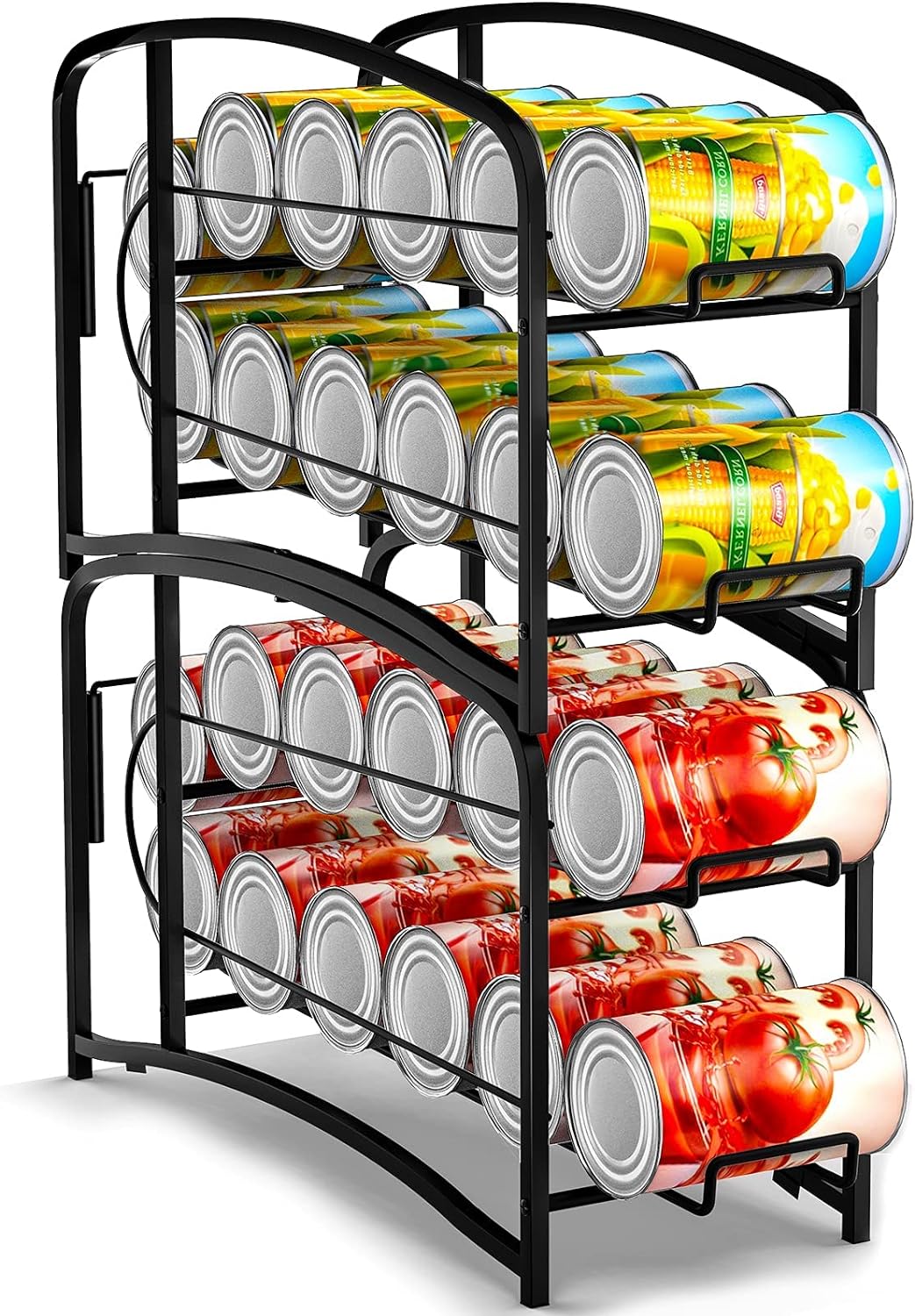 Auledio Stackable Beverage Can Dispenser Rack, Storage Organizer Holder for Canned food or Pantry Refrigerator,Black(2 Pack)
