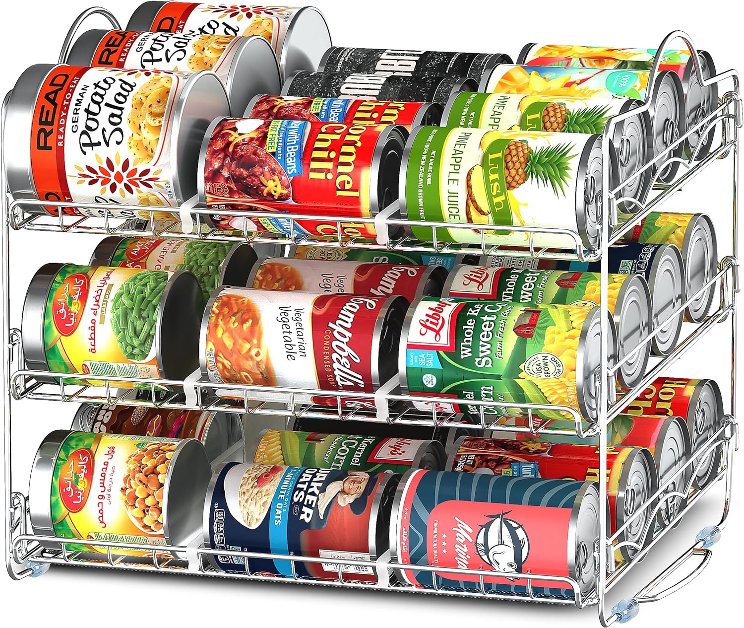 Utopia Kitchen Storage Can Rack Organizer, Stackable Can Organizer Holds Upto 36 Cans for Kitchen Cabinet or Pantry (Chrome)