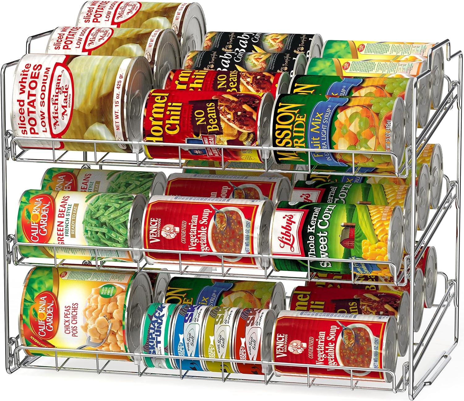 Deco Brothers Stackable Can Rack Organizer for Kitchen and Pantry, Chrome Finish