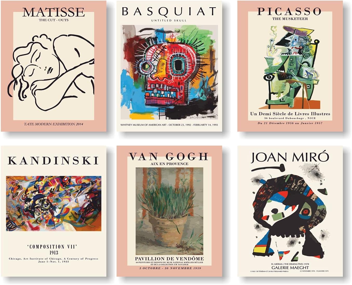 Salvador Dali Matisse Picasso Van Gogh Kandinski Basquiat Poster Prints, Mix artist Wall Decor Poster Prints, Matisse Room Decor, Kandinski Wall Decor, Mix Artist Wall Art