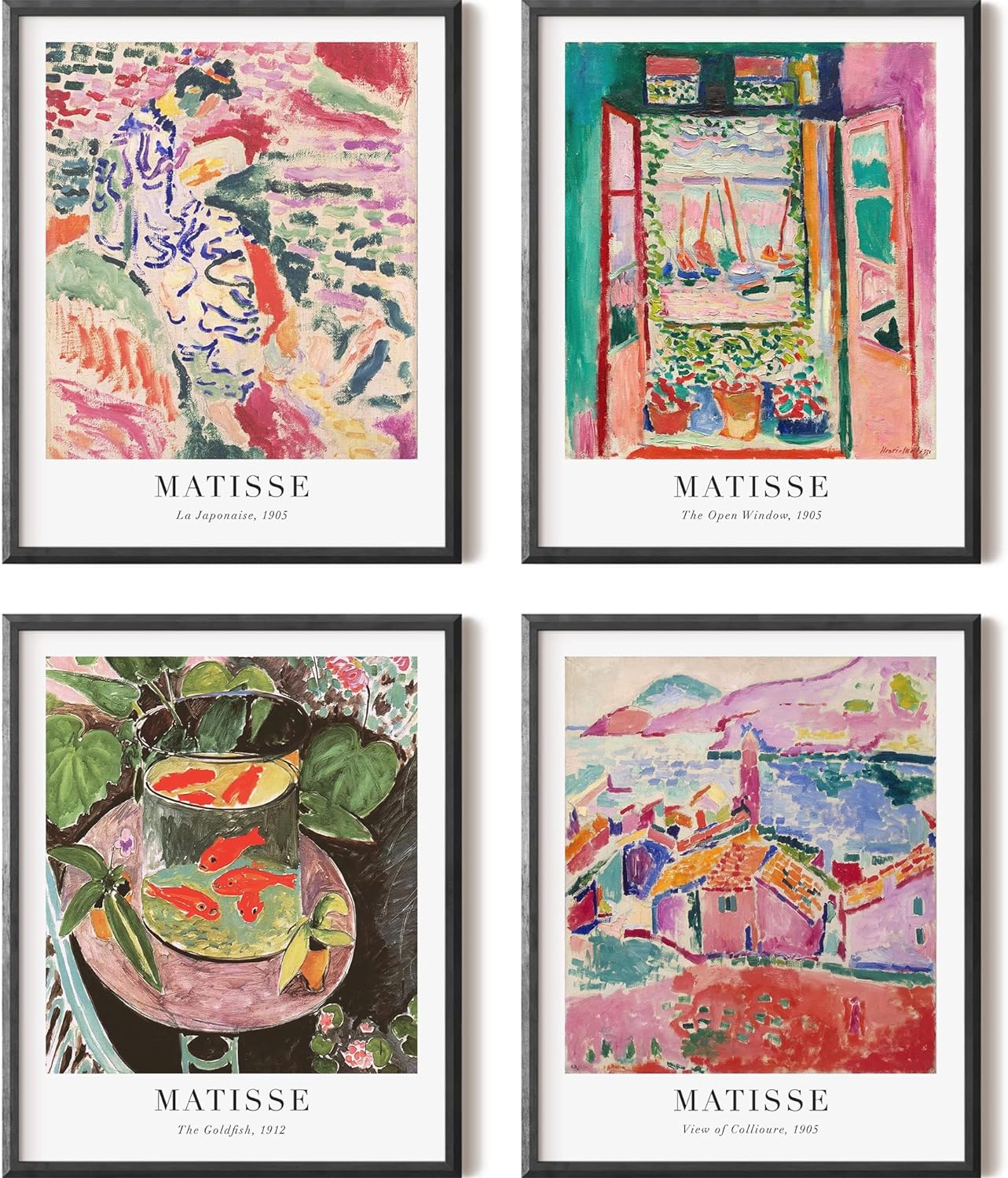 Matisse Wall Art- Famous Artists Wall Art Prints, Set of 4, Unframed, Size 8x10 Inch, Fine Art Reproductions- Room Decor Aesthetic Vintage, Living Room