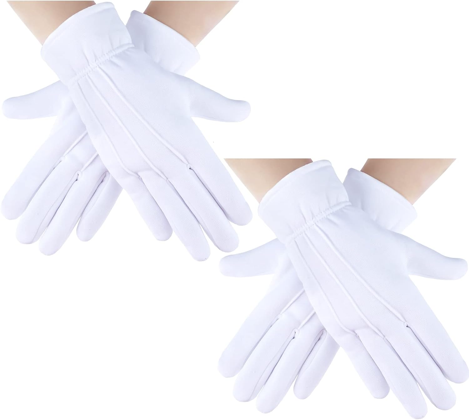 Geyoga Winter White Cotton Gloves for Men Fleece Santa Glove Uniform Parade Costume Gloves for Guard Tuxedo Magician