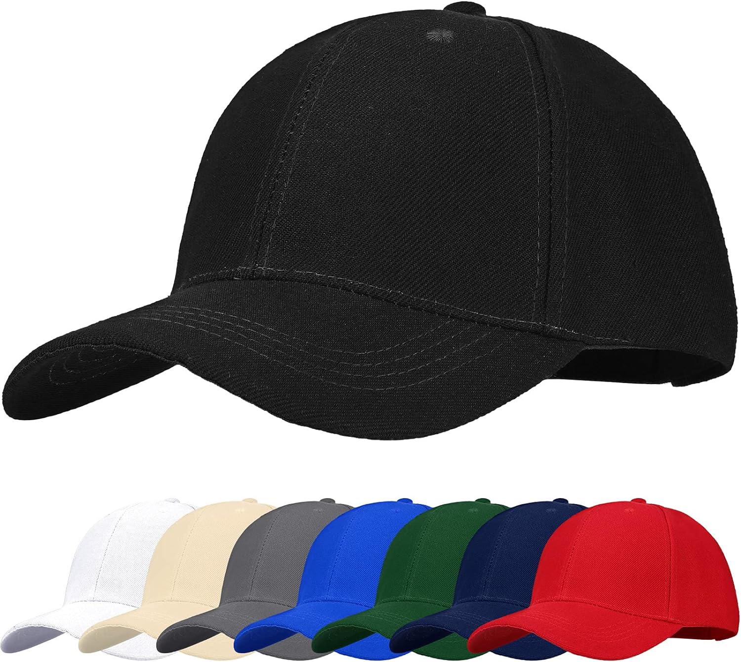 Geyoga 8 Pieces Baseball Cap Adjustable Size Plain Sports Hat Dad Hat Adjustable Hat for Men Women Running Workouts and Outdoor Activities, 8 Colors