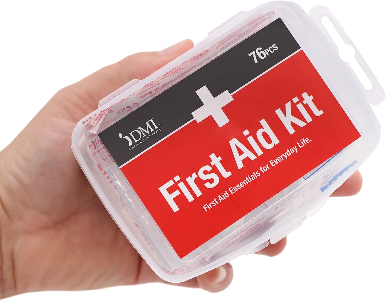 DMI 76-Piece First-Aid Kit, All-Purpose Use for Minor Cuts and Scrapes, Durable Water-Resistant Case, Convenient and Portable, FSA & HSA Eligible