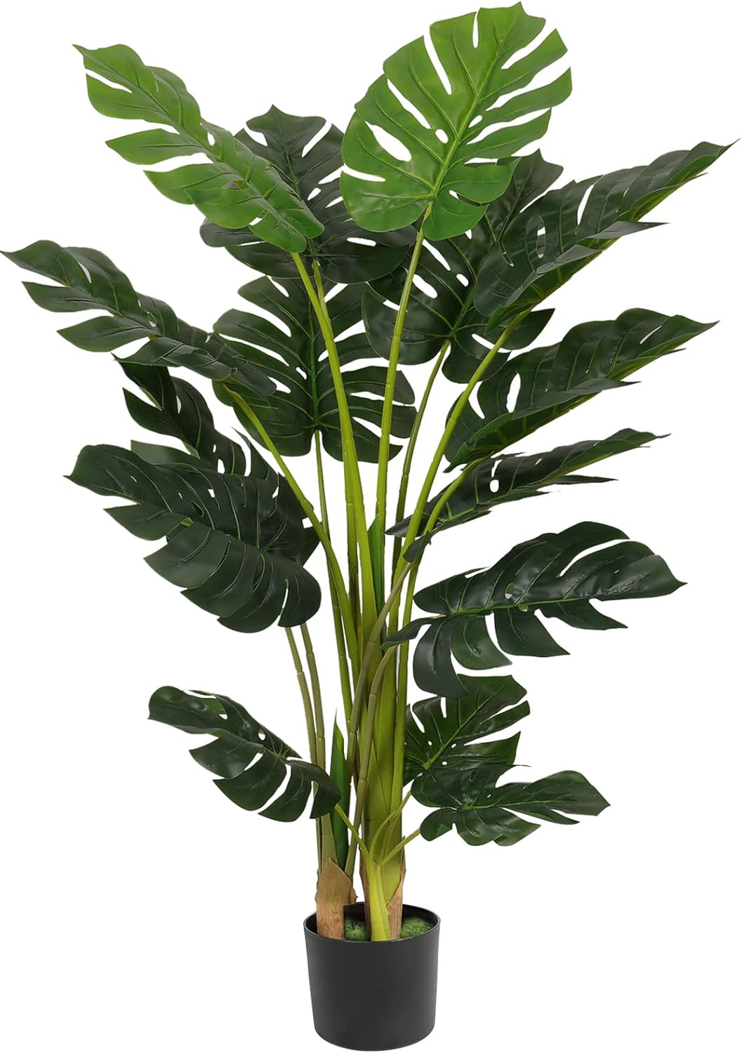 After my employees constantly killing my plants I opted for faux ones. This monstera looks great. When you bend the leaves it honestly looks real and adds such a nice aesthetic to the space.