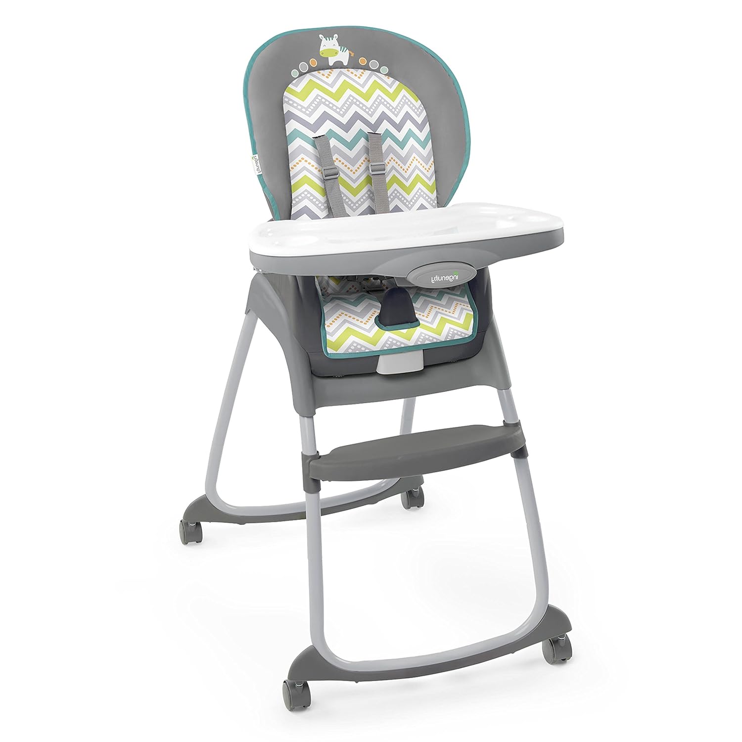 I bought this high chair to keep at my house for grandkids. I love the versatility for various stages, so it can be used for more than one kid. The assembly is easy and the wheels allow us to place it wherever we want. It' easy to clean too. I highly recommend this high chair!