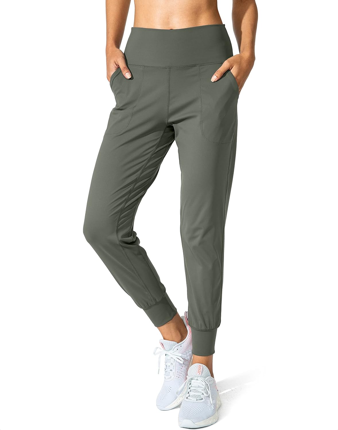 Okay.... I'm not a big review writer, but I had to for these pants. I ordered these in the Lg, which Amazon recommended was my best fit. They are a little on the loose side, but the length is perfect. I'm 5'1 so these are geared more for petite women. If your tall these are going to be crops. They have a lot of stretch and feel more nylonish to me but very soft. I could've gotten a Medium. I am going to keep the black in the Lg for really comfortable lounging but I'm going to get a pair of Navy 