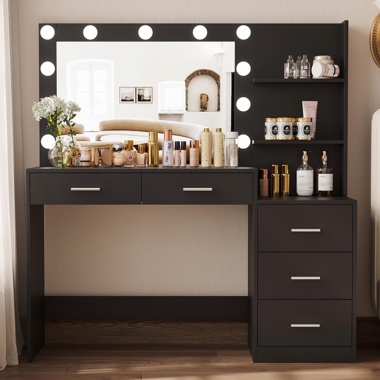 This vanity was exactly what I was looking for And looks absolutely amazing in my 13 year old daughter' room. It is durable and actually quality made, I was afraid I was gonna get a bunch of particle board crap but this was by far the opposite of that. It was a great value for my money but all of the reviews are correct it is absolutely a total pain to put together. If you have someone that loves to put things together this is the job for them it took us about 4 hours to assemble but it was wel