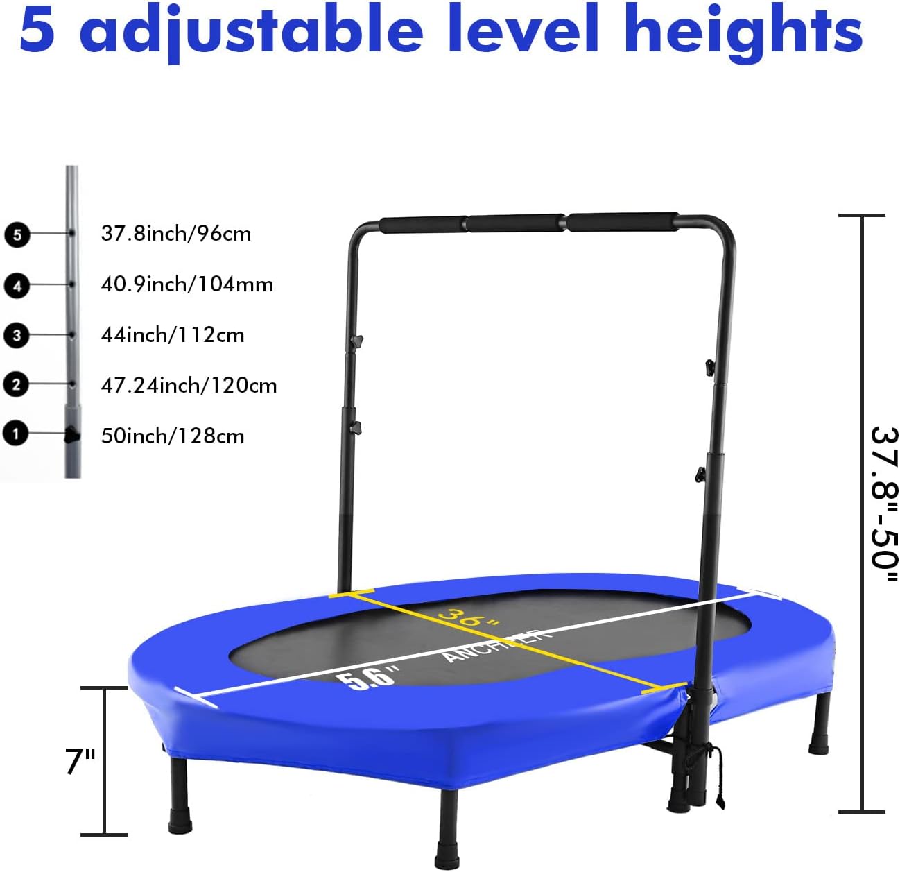 We bought this as an upgrade from the Little Tykes toddler trampoline. It is very securely built and both my grands - ages 3 and 5 - can bounce on it at the same time. My older one has learned to use the bar for flips! Its a great indoor activity for these dreary cold winter days! It did take my husband and I about 45 minutes to put it together as the instructions are a little hard to follow:)