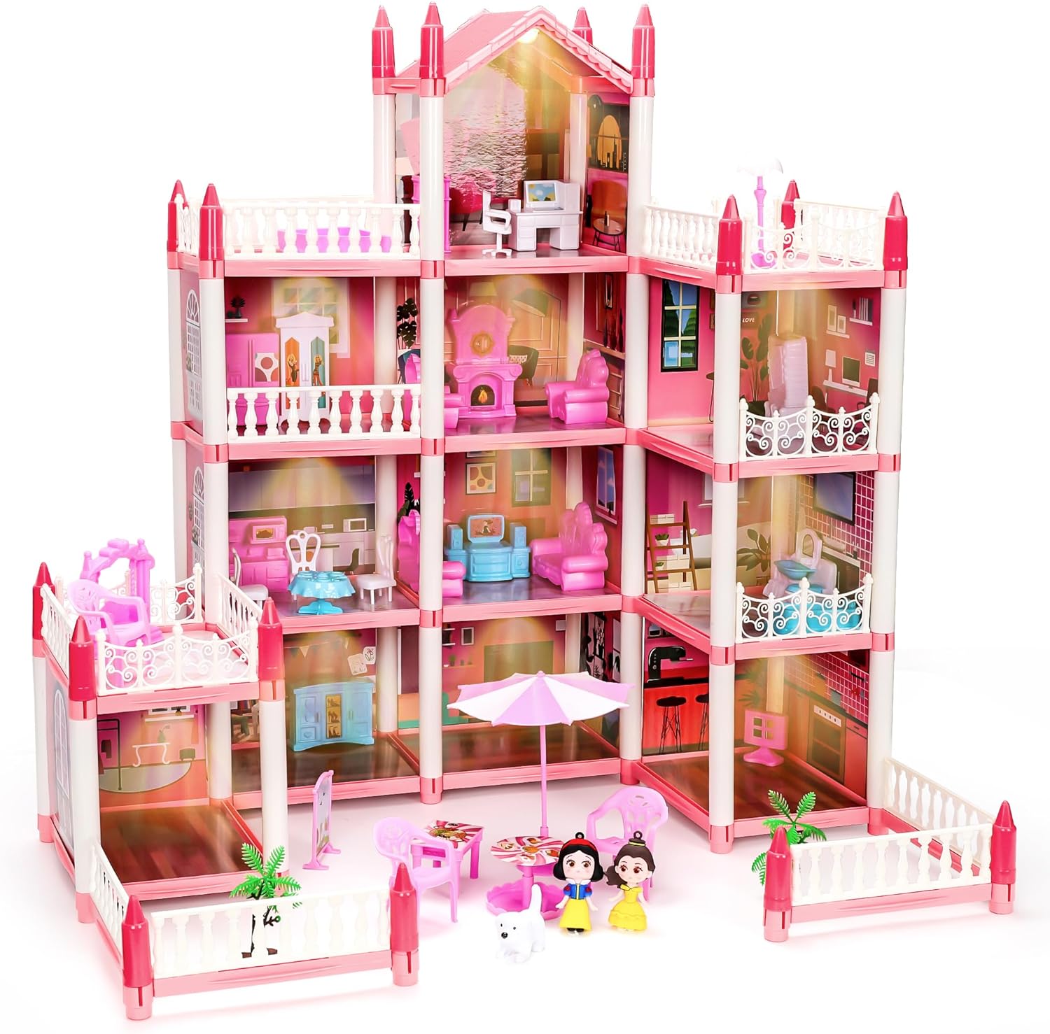 Doll House Dream House for Girls 11 Rooms with 2 Princess Doll Figures, Pretend Play House with Accessories Gifts for Girls, Princess Dollhouse 2023 for 3 4 5 6 7 8  Year Old Girls