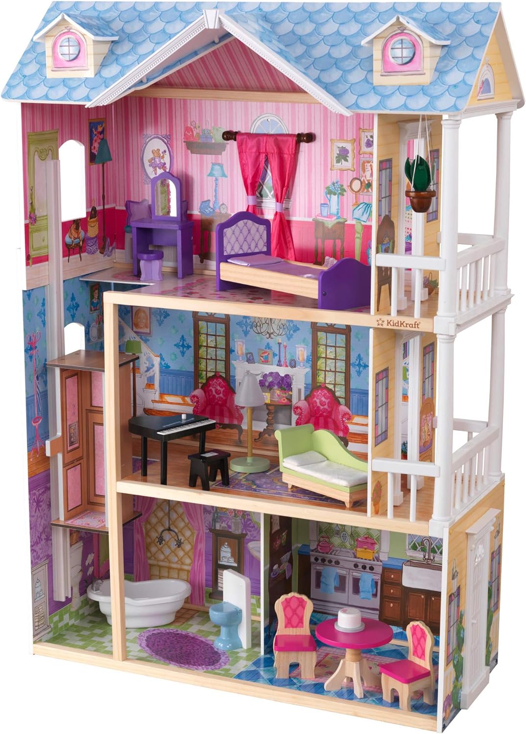 KidKraft My Dreamy Wooden Dollhouse with Lights and Sounds, Elevator and 14 Accessories, Gift for Ages 3 