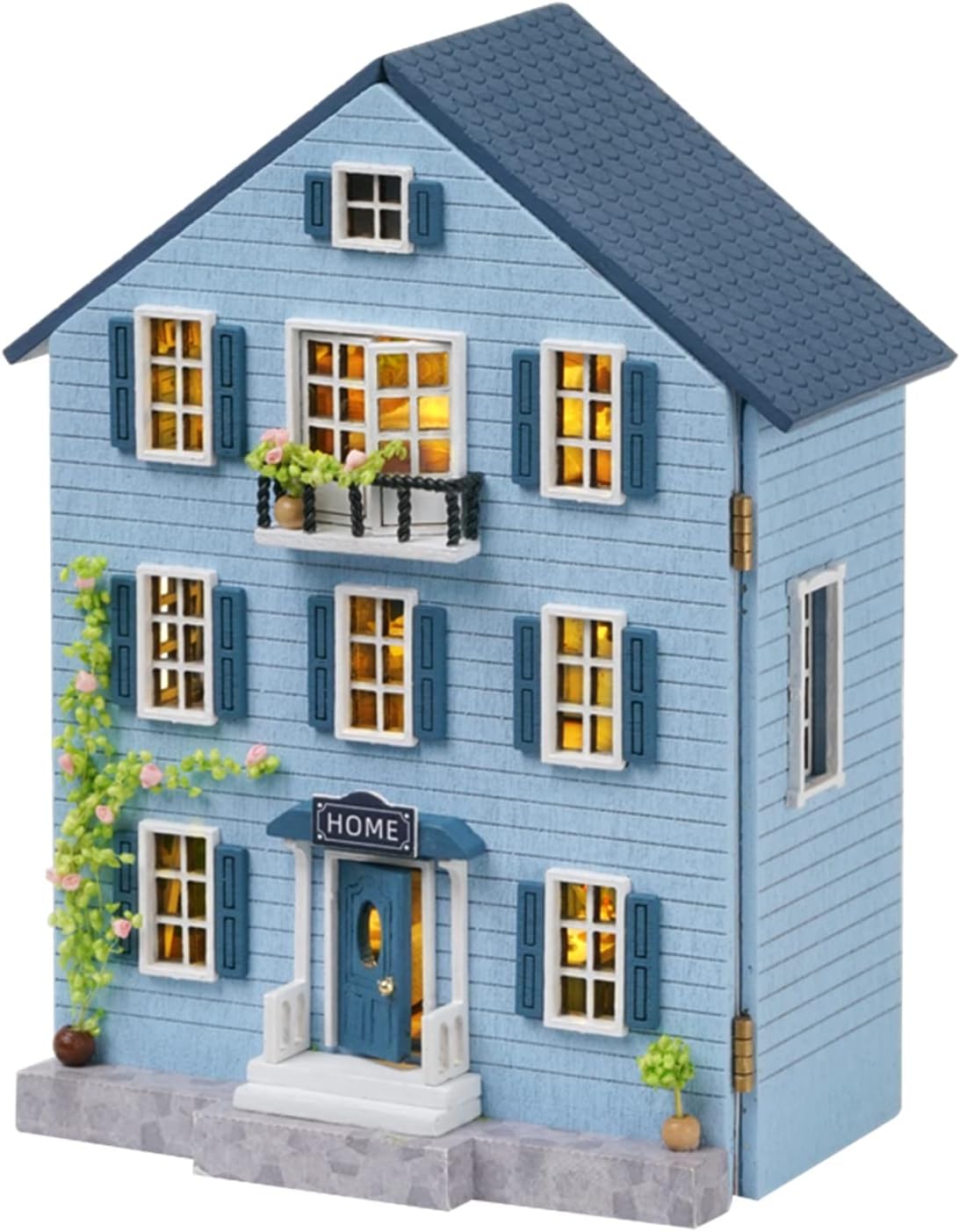 Kisoy Dollhouse Miniature with Furniture Kit, DIY 3D Wooden DIY House Kit with Dust Cover,Handmade Tiny House Toys for Teens Adults Gift (Molan House)