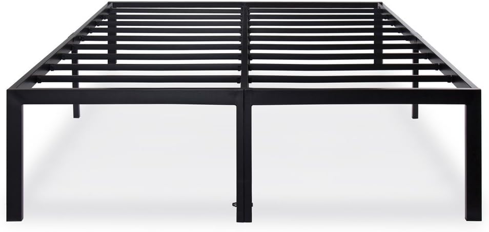 Olee Sleep 18 Inch Heavy Duty Steel Slat Anti-Slip Support, Easy Assembly Platform Bed Frame, Noise Free Steel Mattress Foundation, Maximum Storage, No Box Spring Needed, Black, Full Size