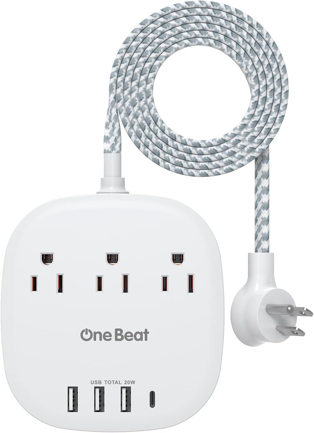 I bought this because the cord is braided, has a velcro strip to hold unused cord coiled up and has enough USA-A charging outlets. The plugs are far enough apart you can put apple branded computer and iphone charger bricks plugged in next to each other as well. My iphone appeared to fast charge using the USB-A plug so likely I don't even need that brick plugged in. The USB-A ports are tighter than the ones on the apple bricks but so far any cord I tried in it went in ok and worked. Be aware this