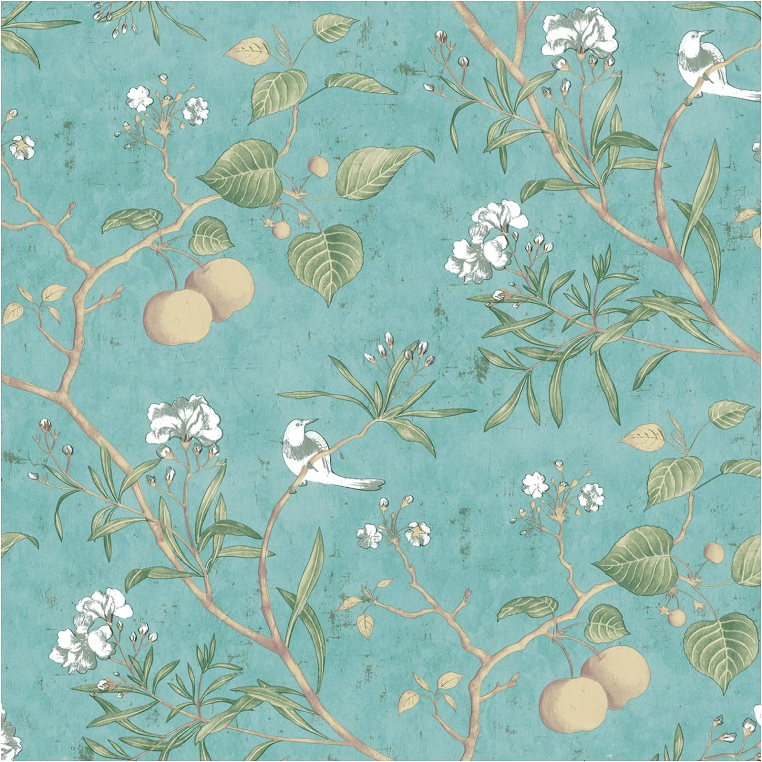 Floral Peel and Stick Wallpaper Contact Paper: Vintage Removable, Bird Stick on Wallpaper 17.7 x 118.1 inch Self Adhesive Green