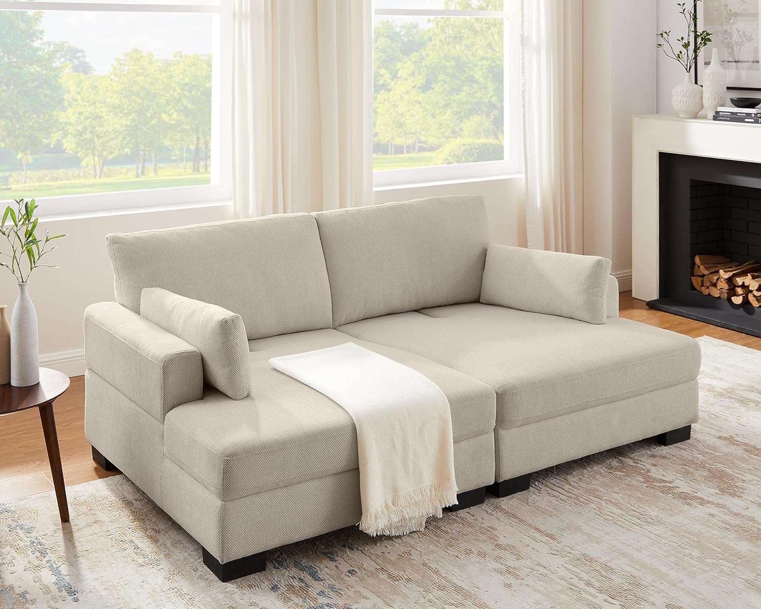 Multifunctional Loveseat Sofa, Easily Converts from Sofa Couch to Sofa Bed, Comfortable Thick Seat Cushion, Suitable for Both Living Rooms and Apartments, Linen