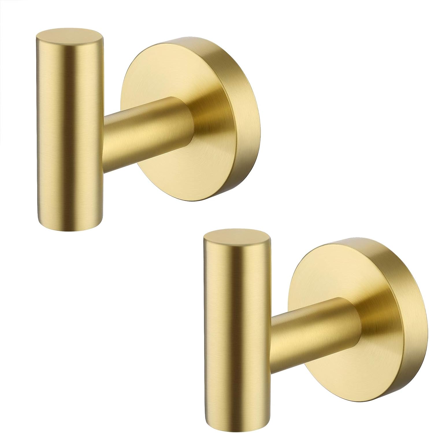 Bath Towel Hook Robe Hook for Bathroom Kitchen Wall Mount SUS 304 Stainless Steel Brushed Gold 2 Pack, A2164-BZ-P2