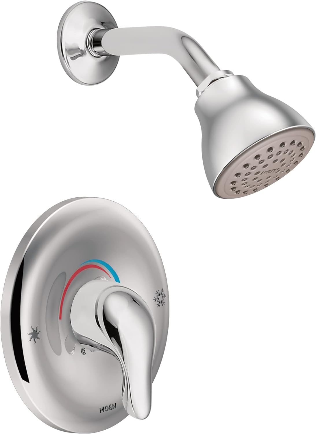 Moen Chrome Single Function Eco-Performance Shower Trim, featuring Showerhead and Shower Lever Handle for Water Temperature Adjustment (Posi-Temp Valve Required), TL182EP