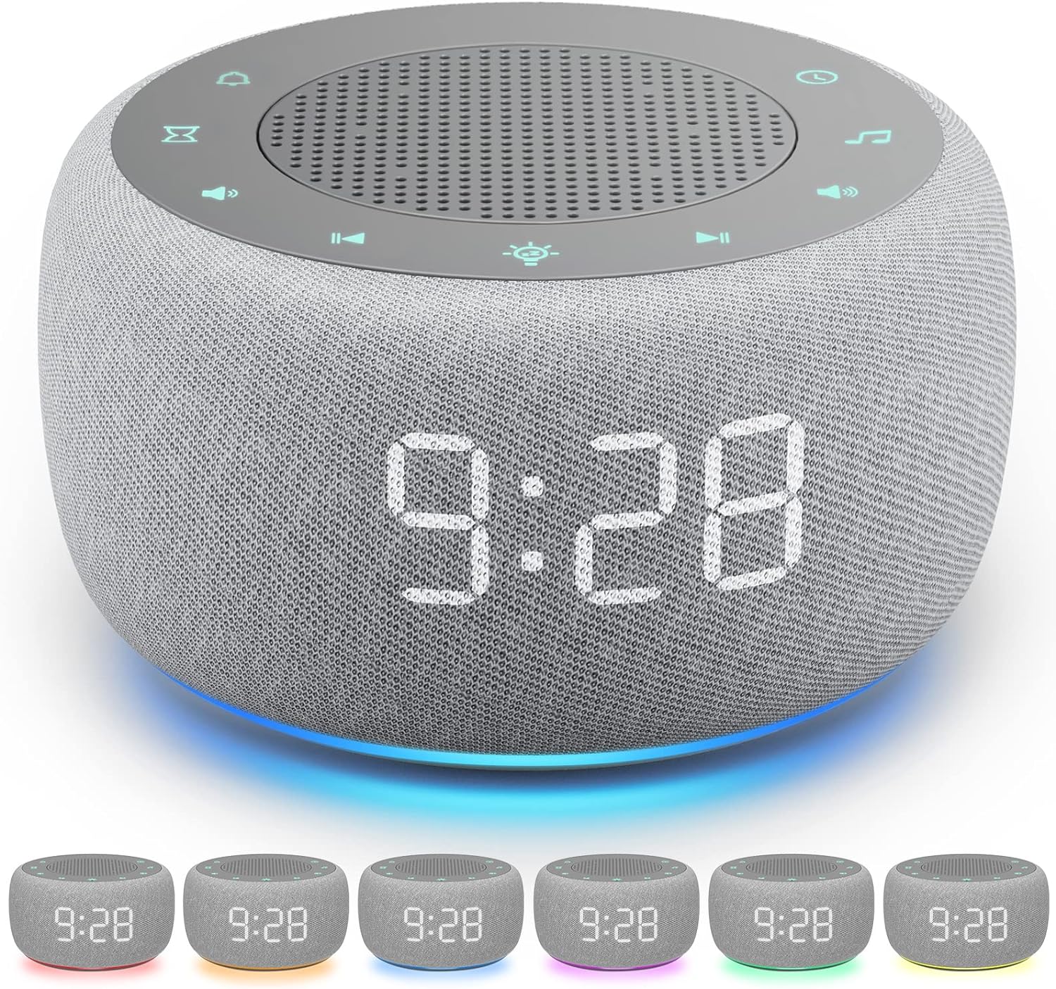 Buffbee Sound Machine & Alarm Clock 2-in-1, 18 Soothing Sound, 7 Night Light, Sleep Timer, Precise 30-Level Volume Control White Noise Machine