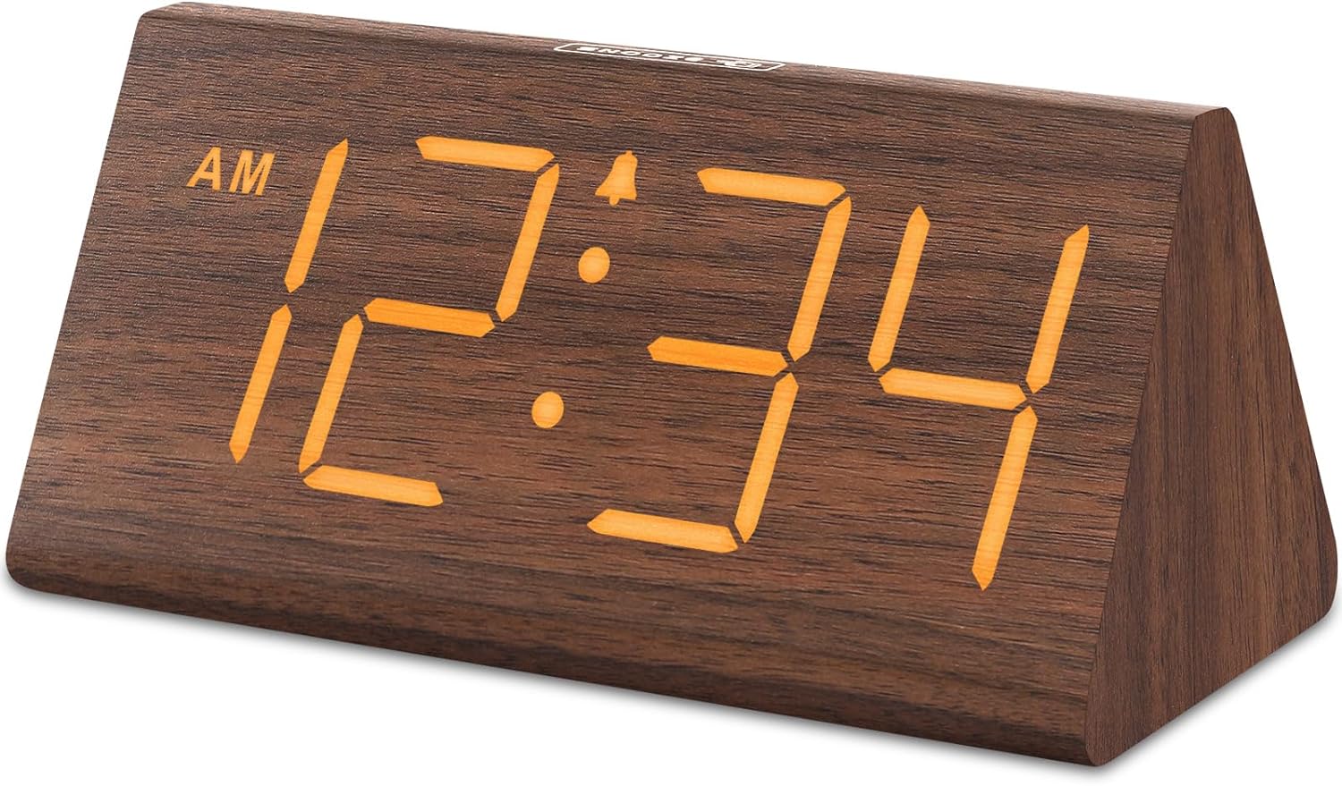 DreamSky Wooden Digital Alarm Clocks for Bedrooms - Electric Desk Clock with Large Numbers, USB Port, Battery Backup Alarm, Adjustable Volume, Dimmer, Snooze, DST, 12/24H, Wood Dcor (Brown)