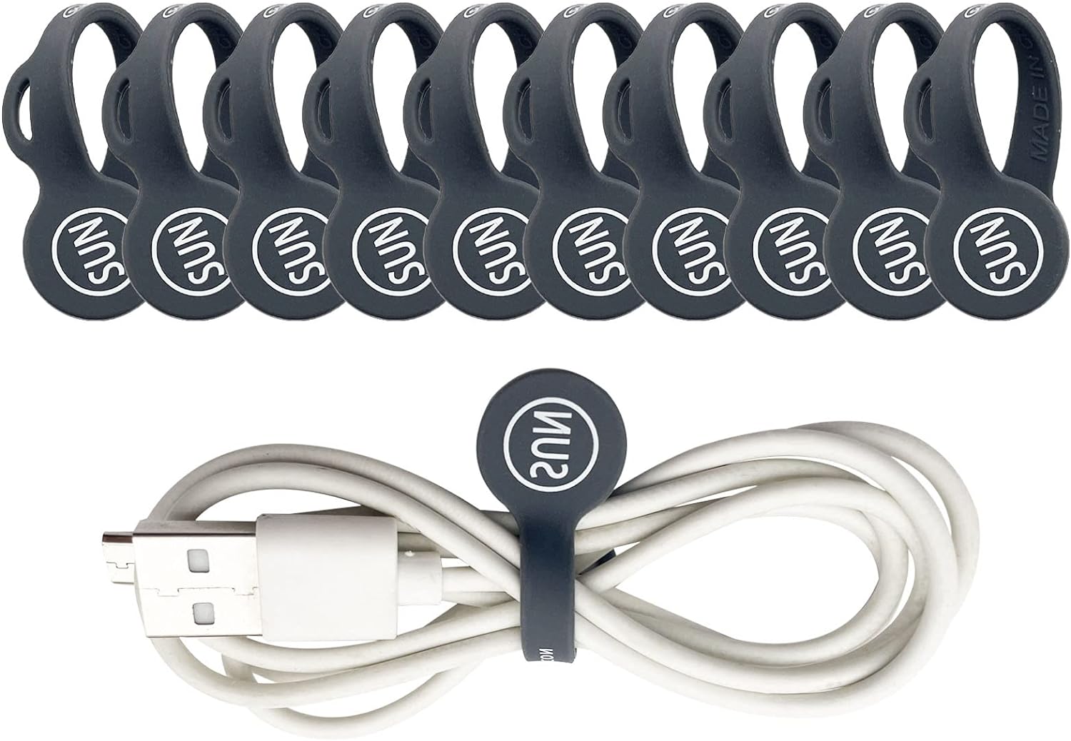 SUNFICON 10 Pack Magnetic Cable Clips Cable Organizers Gray Earbuds Cords Clips Bookmark Whiteboard Noticeboard Fridge Magnets USB Cable Managers Keepers Ties Straps for Home Kitchen,Office,School