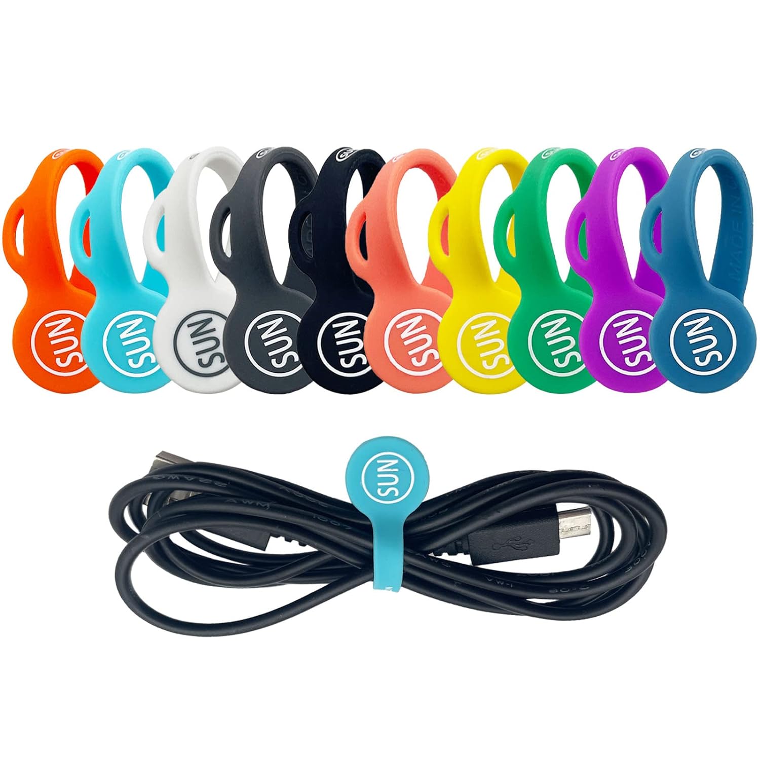 SUNFICON 10 Pack Cable Clips Organizers Earbuds Cords Organizers Magnetic Twist Ties Bookmark Whiteboard Noticeboard Fridge Magnets Cable Manager Keeper for Kitchen Office School Assorted Colors