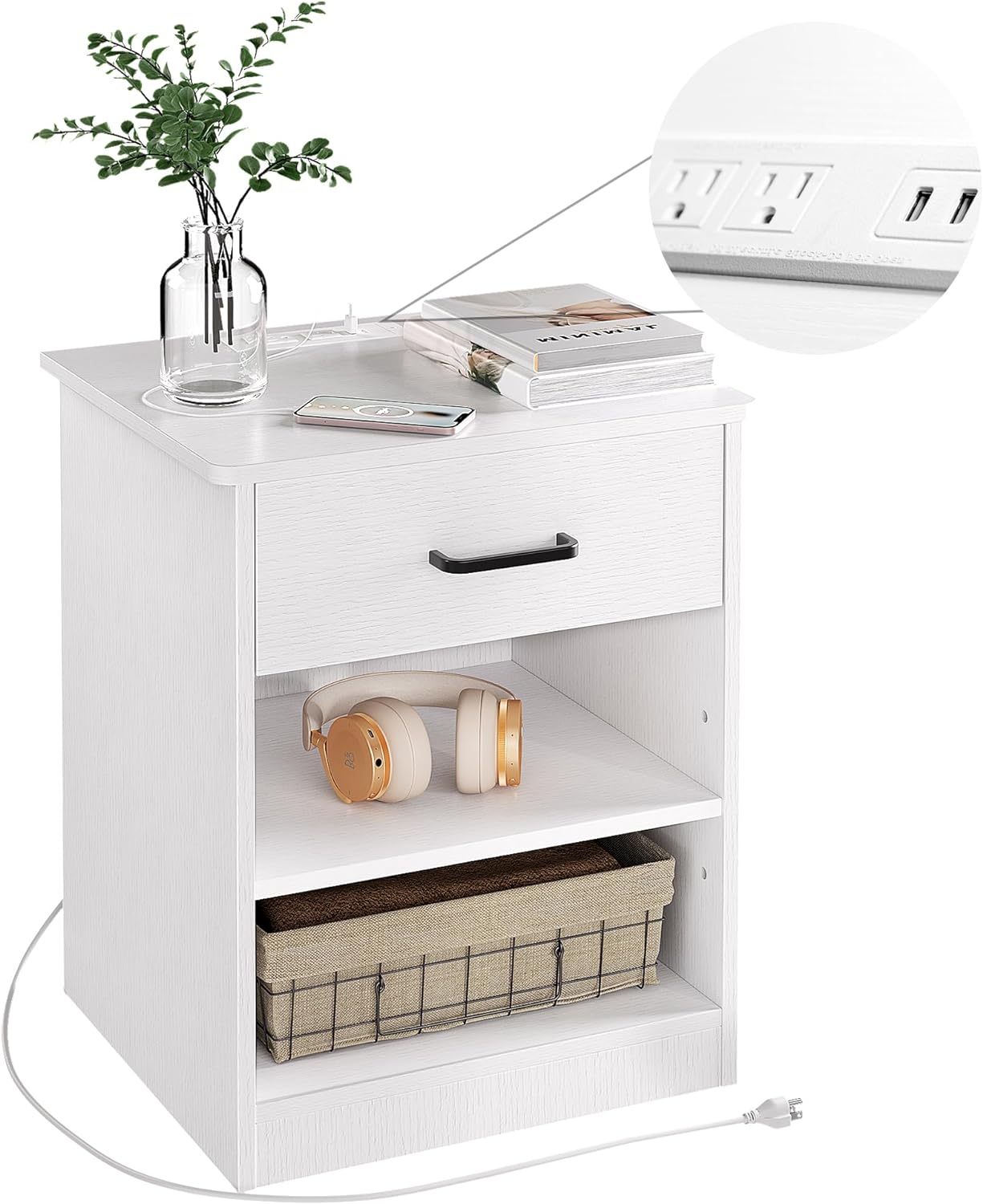 This night stand is great love the fact there is a charger port easy to assemble.