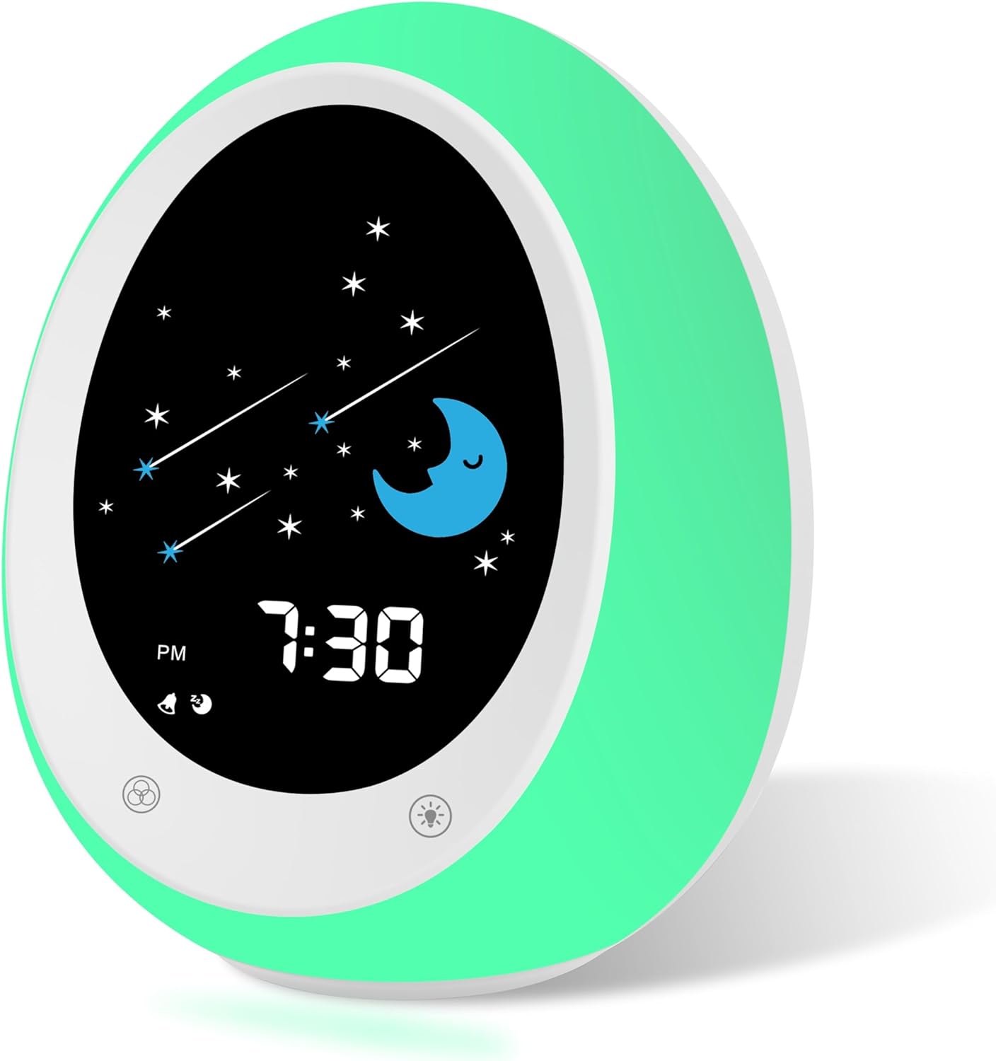 Kids Alarm Clock, Toddler Sleep Training Clock with Sun & Moon, Sound Machine, Night Light, Ok to Wake Alarm Clock for Children