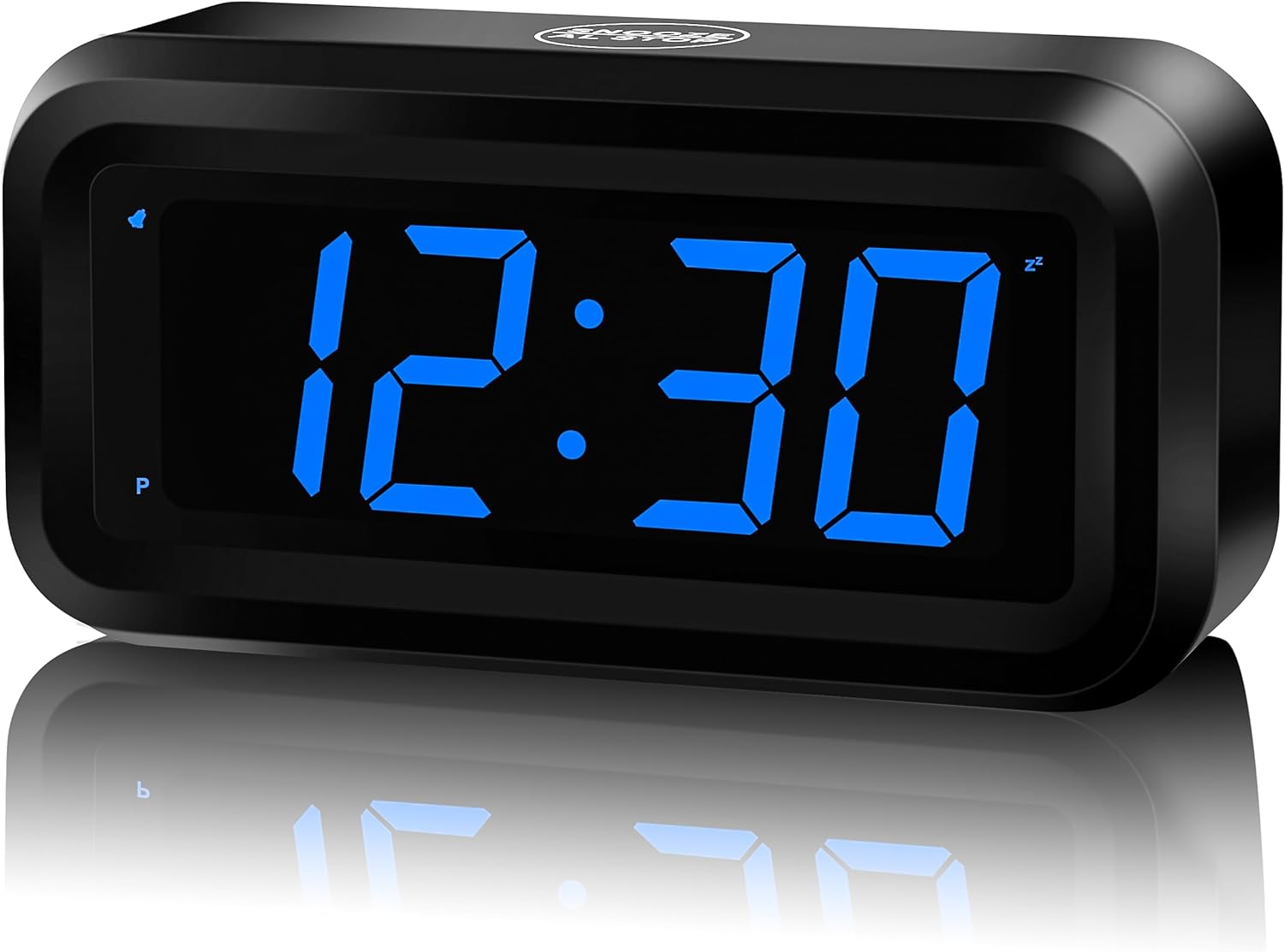 KWANWA Alarm Clock, Digital Clock, 1.2inch Dark Blue LED Clock, Adjustable Brightness, Dim Night Model, 12H/24H, Battery Operated, Wall Mount, Snooze, Clock for Kids Bedroom, Small Travel Clock