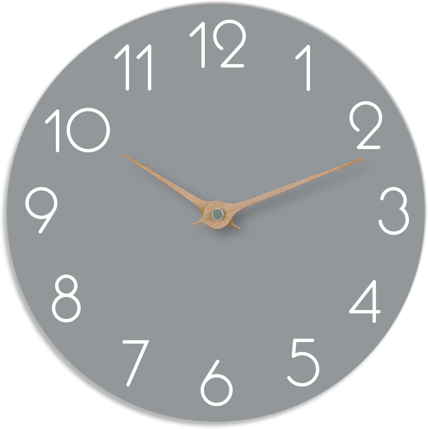 Wall Clock - Grey Kitchen Wall Clocks Battery Operated, Modern Silent Wall Clocks Non-Ticking - Small Decorative Clock for Bedroom Kitchen Bathroom Office Living Room (10)