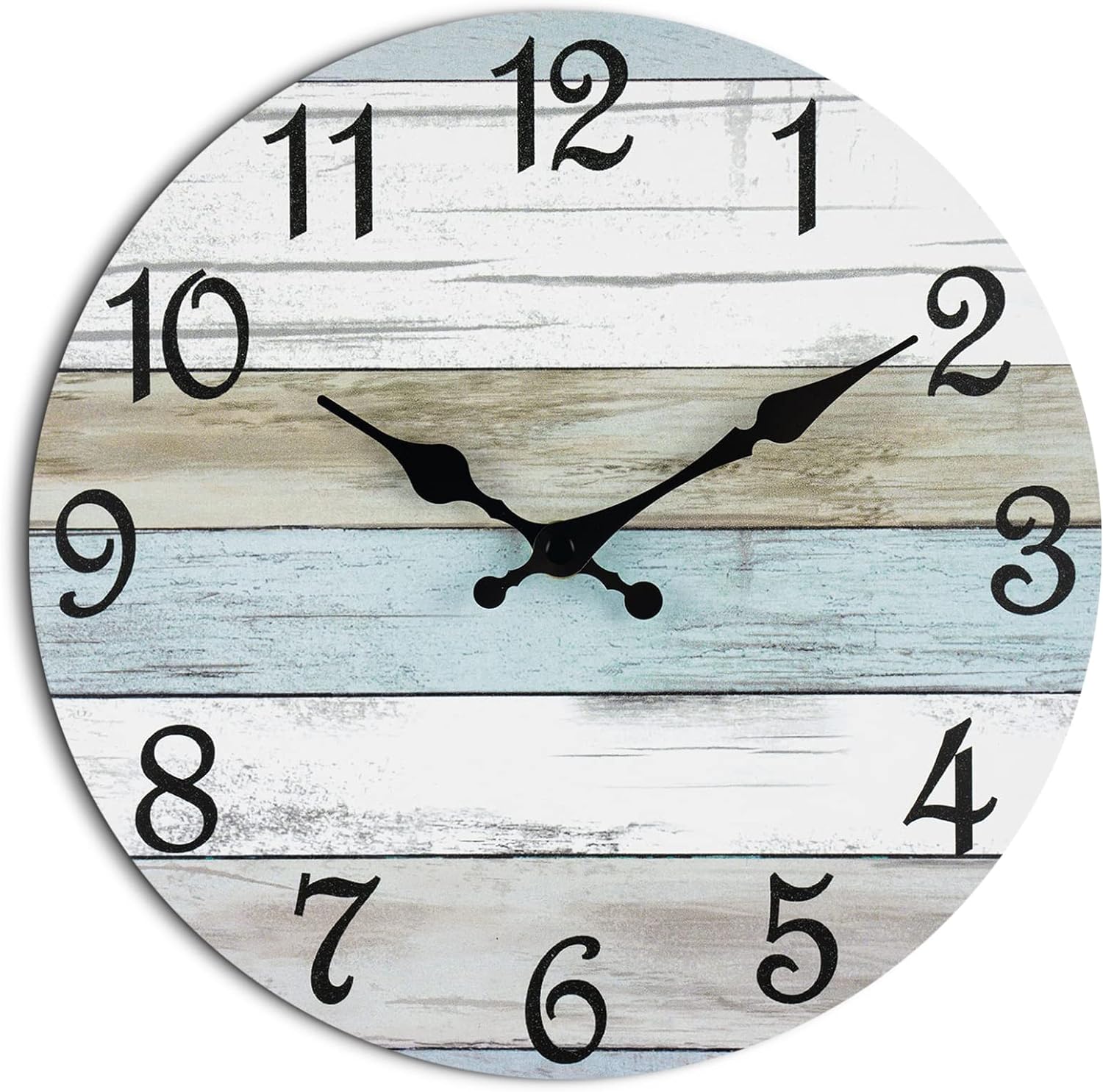 Wall Clock Silent Non Ticking Battery Operated, Rustic Coastal Country Clock Decorative for Bathroom Kitchen Bedroom Living Room(10 Inch)