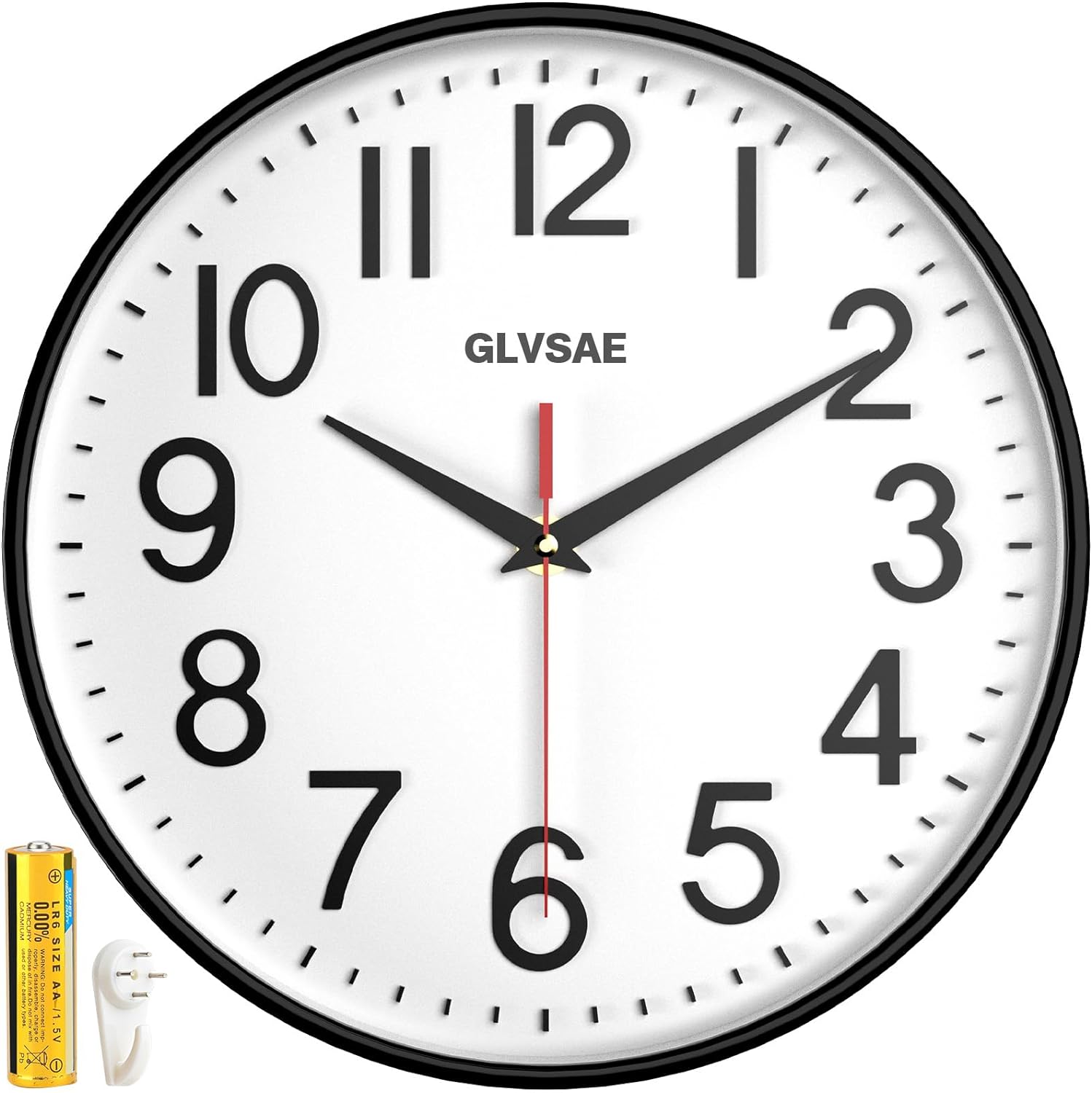 Wall Clock 12 Inches Non-Ticking Wall Clocks Battery Operated Non Ticking Large Easy to Read with Stereoscopic Dial Ultra-Quiet Movement Quartz for Office Classroom School Home Bedroom Kitchen