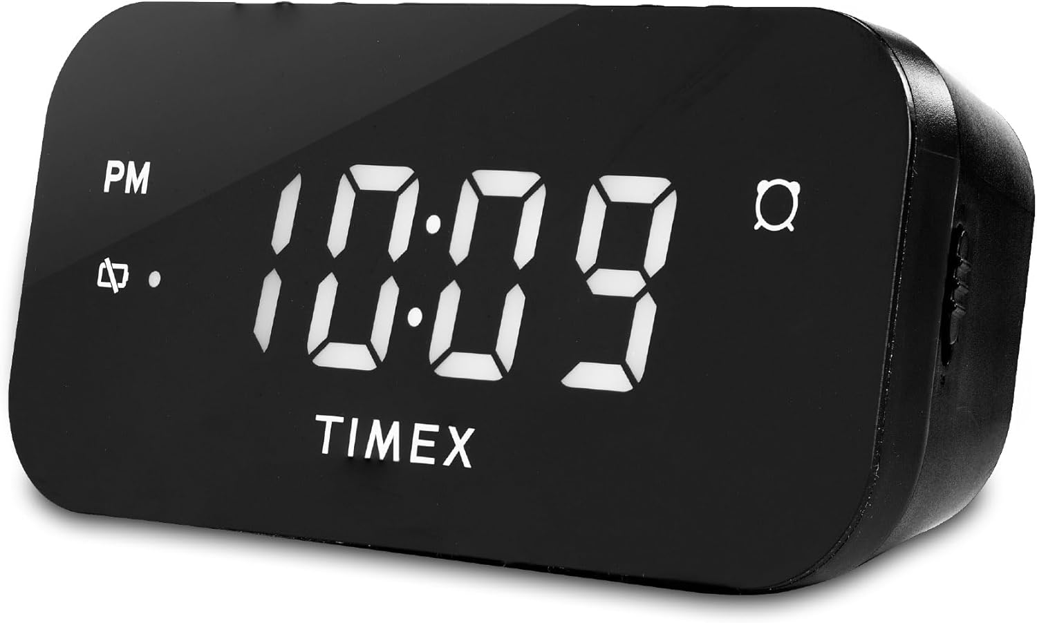 Timex Alarm Clock with Large Display, Digital Alarm Clock for Bedroom Includes 120V Universal Power Adapter (T121B - Black)