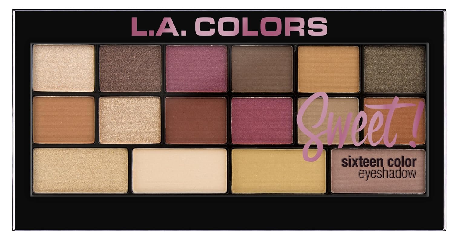 L.A. Colors Sweet! 16 Color Eyeshadow Palette, Brave, 1 Count (C30467)