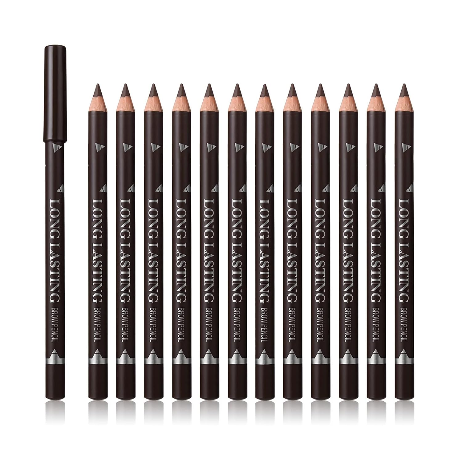 12 Pcs Dark Brown Eyebrow Pencil Eyeliner MakeupSoft TexturedEasy to ColorLong LastingWaterproof Eyebrow Pen for Fills in Sparse Areas and GapsCreate a Natural Eye Brow