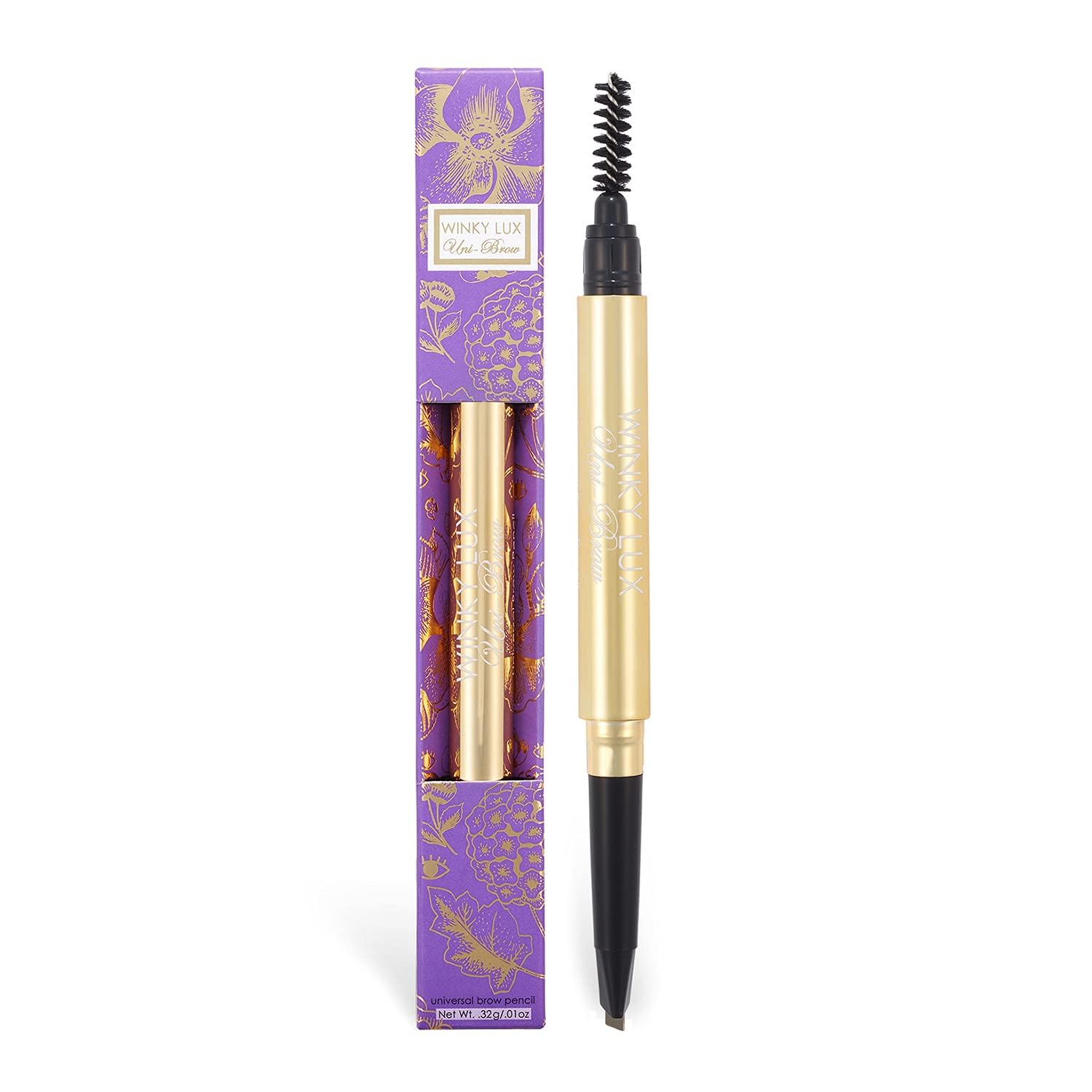 Winky Lux Uni Brow Eyebrow Pencil, Dual Sided with Spoolie, Longwearing Waterproof Eyebrow Crayon, Define Shape and Fill Brows, Brown, Blonde and Taupe Universal Shade