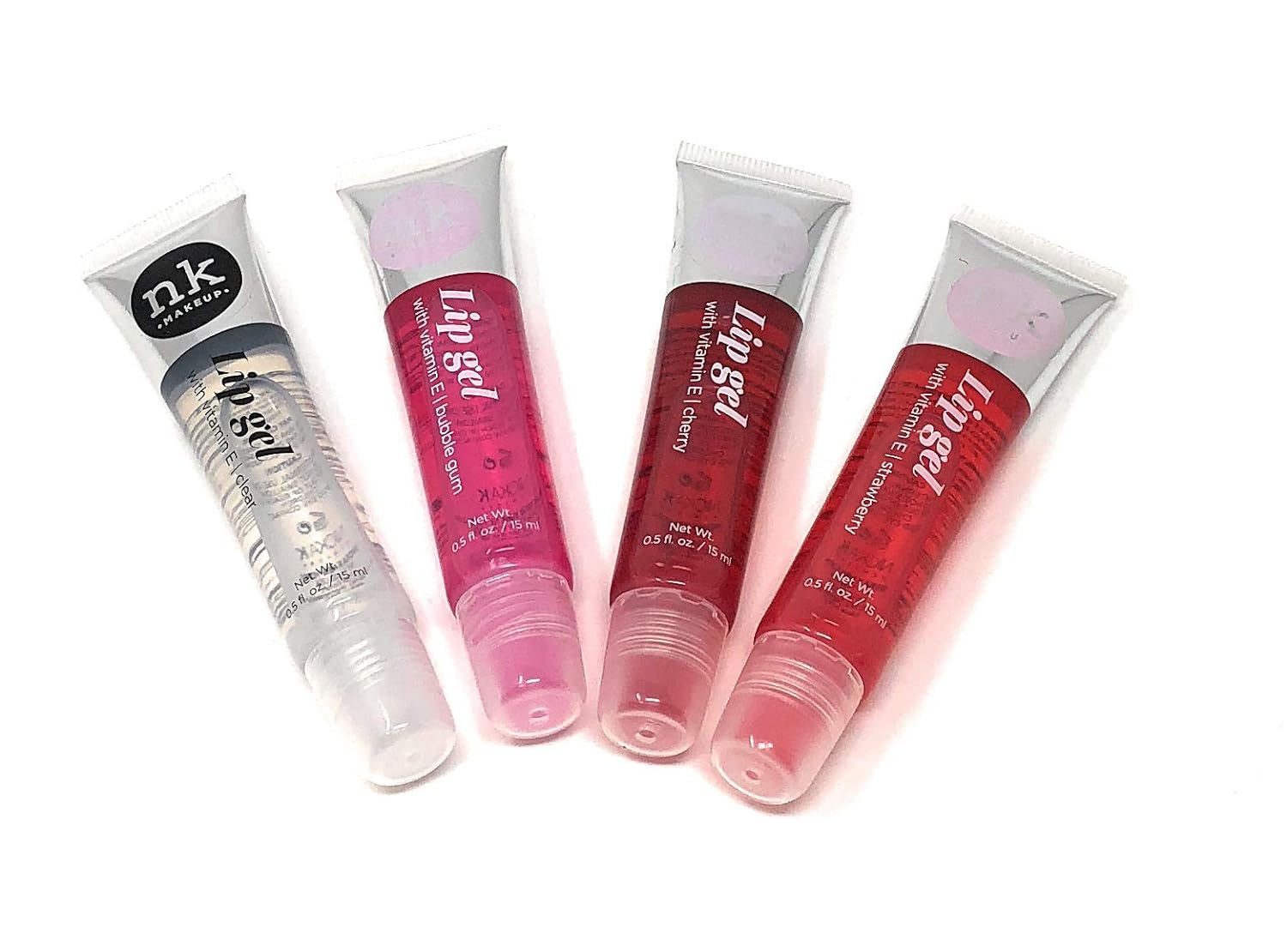 4 Pack Nicka K Lip Gel (CLEAR, STRAWBERRY, CHERRY, BUBBLE GUM)