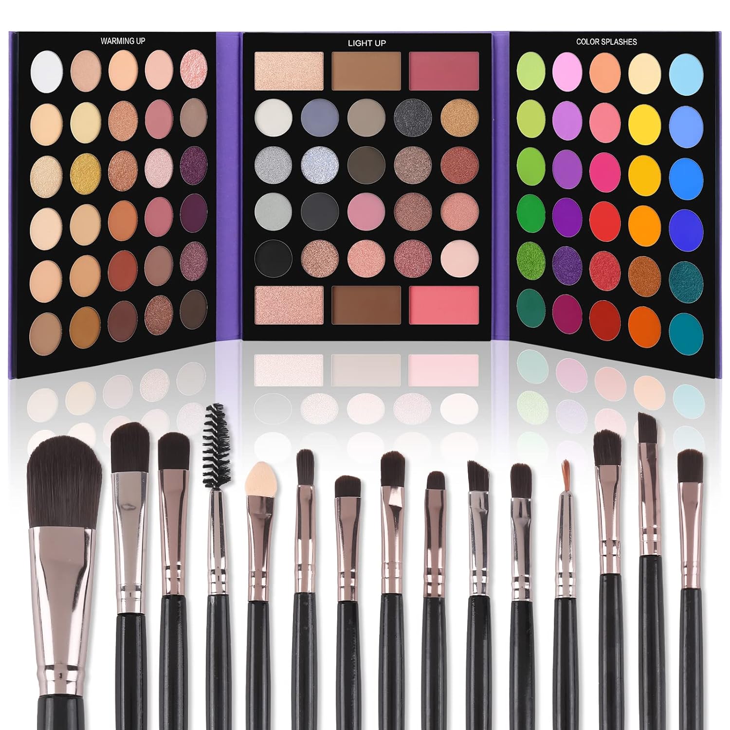 UCANBE Eyeshadow Palette with 15Pcs Brushes Makeup Set, Pigmented 86 Colors Make Up Sets Valentine' Day Gift, Matte Shimmer Glitter Eye Shadow Pallet Highlighter Contour Blush Powder Brush Beauty Kit