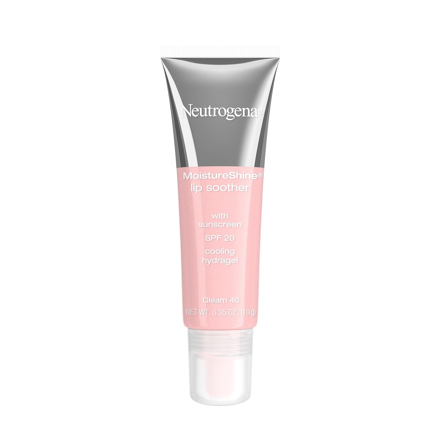 Neutrogena MoistureShine Lip Soother Gloss with SPF 20 Sun Protection, High Gloss Tinted Lip Moisturizer with Hydrating Glycerin and Soothing Cucumber for Dry Lips, Gleam 40, 35 oz