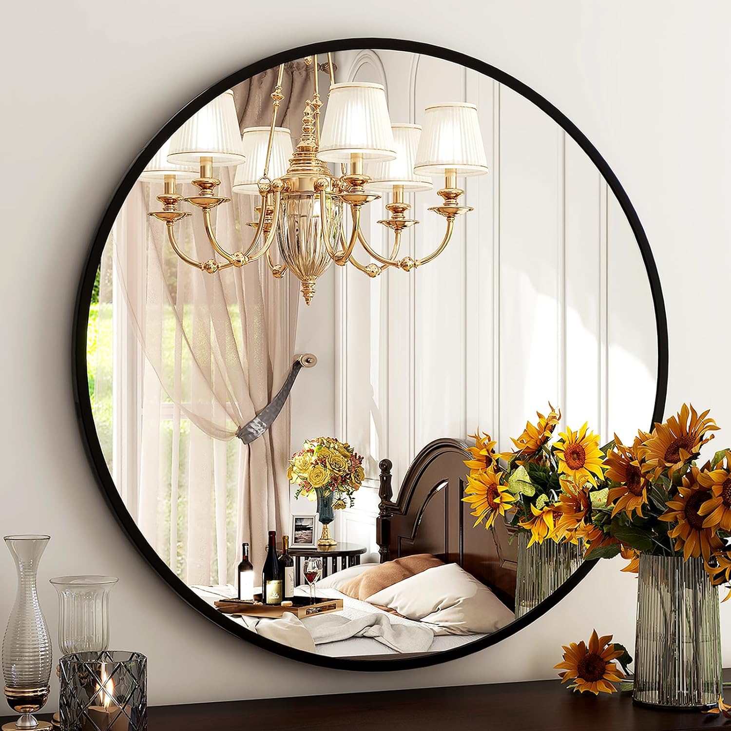 If you have priced mirrors they are expensive now, like everything else!!! But this mirror is a nice size and looks like some mirrors that I have seen twice this price and up. I put it in our foyer and it looks great with the walnut console table with black metal trim on it. I bought the table from Amazon, too. Love everything about the mirror. I am thinking about buying one for the guest bath to replace the outdated mirror in there. Oh, and the mirror is light weight, so easy to hang.