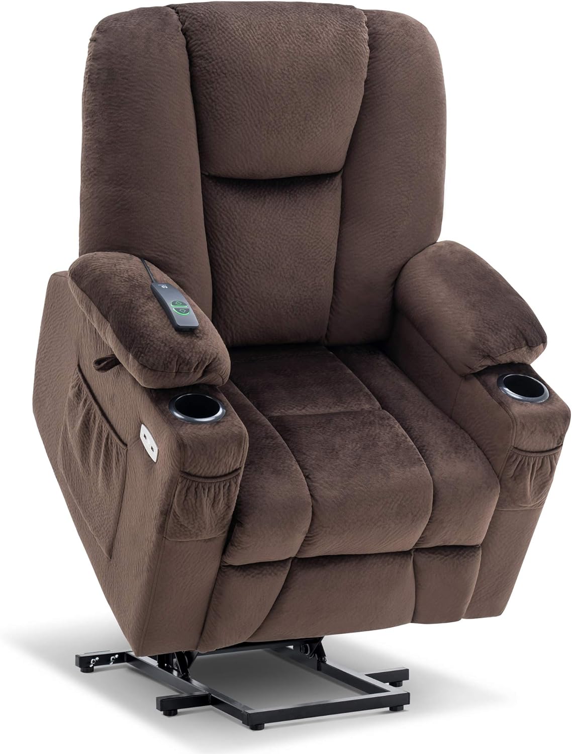 I purchased this recliner lift for my 90-year-old father and 84-year-old mother, who came to live with me. The color (green) is beautiful and soft. It' a little on the firm side but may break in. The lift works perfectly. For the price, I could not be more pleased. My Dad owned a lazy boy and it was so uncomfortable and was twice the price. I ordered this lift first and ordered a 2nd one after I inspected the quality and comfort. I would not hesitate to buy another one. The price and shipping w