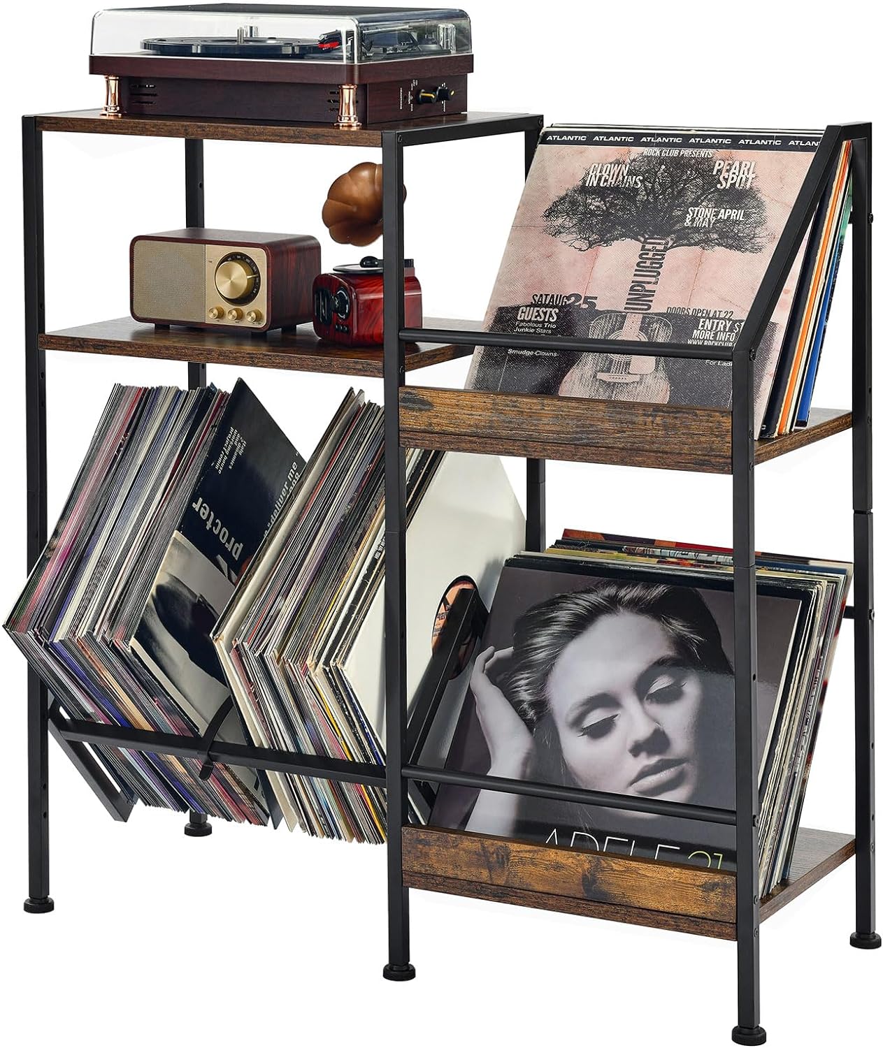 This is really nice. I am not sure how many albums I have on my shelf but it is holding up just fine. It was easy to put together (it is better with two people).