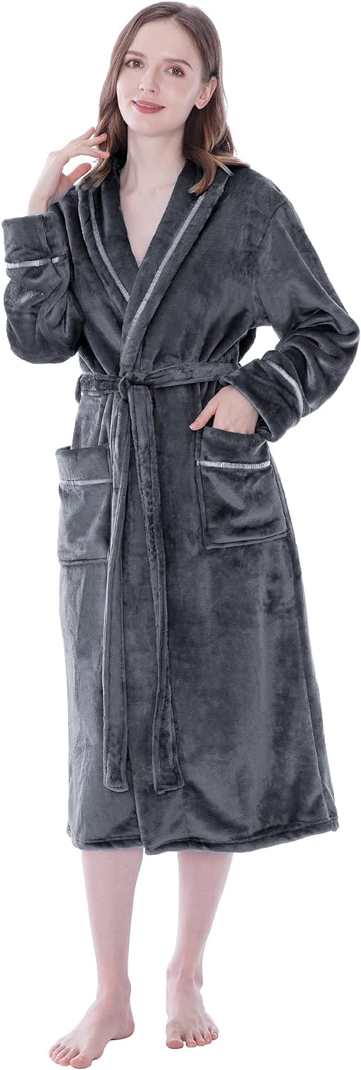 PAVILIA Fleece Robe For Women, Plush Warm Bathrobe Womens, Fluffy Soft Spa Long Robe