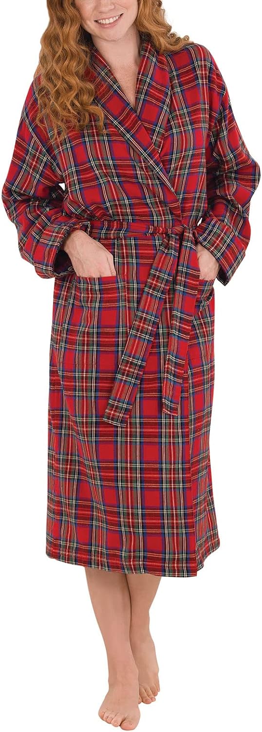 PajamaGram Long Womens Bathrobes - Flannel Robe Women